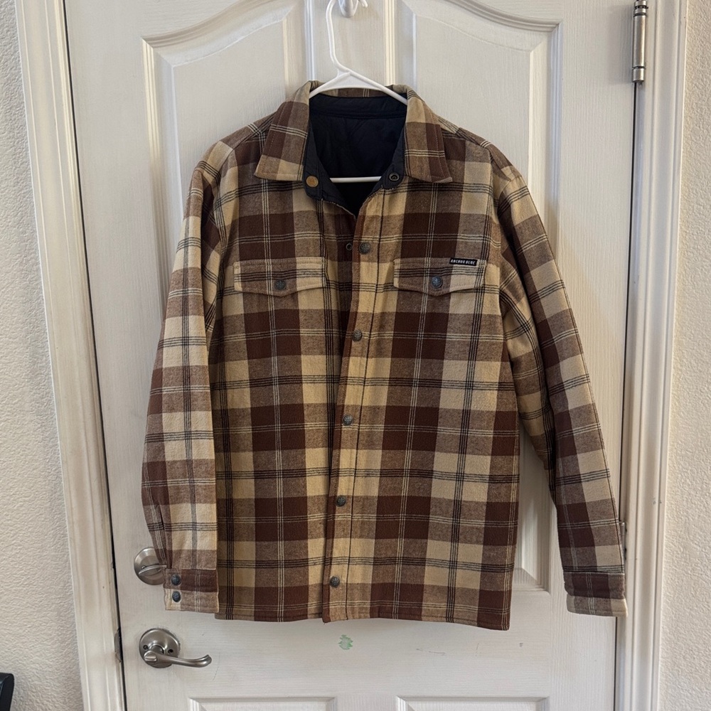 Anchor Blue Brown Tan Lightweight Shirt Jacket